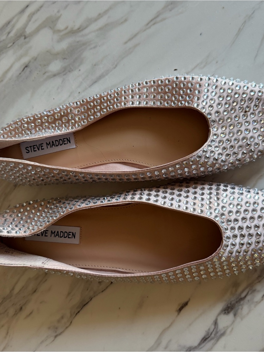 Rhinestones nude-pink Steve Madden flats (worn and used as seen in photos)